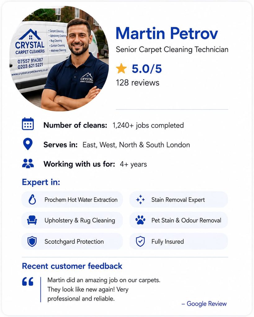 Crystal Carpet Cleaners technician profile