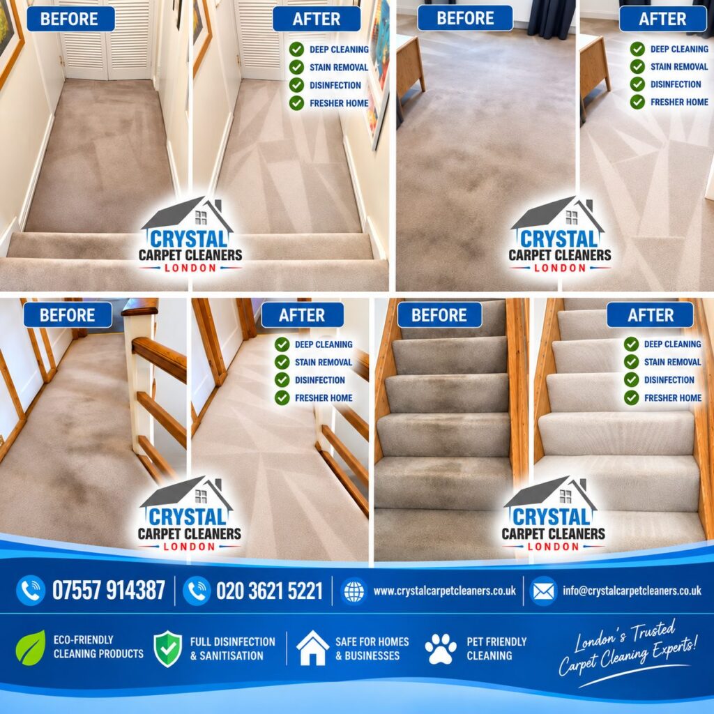 Carpet cleaning before and after in London by Crystal Carpet Cleaners