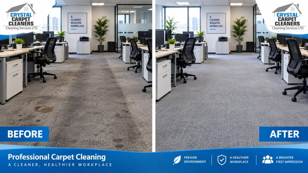 Commercial carpet cleaning before and after in London by Crystal Carpet Cleaners