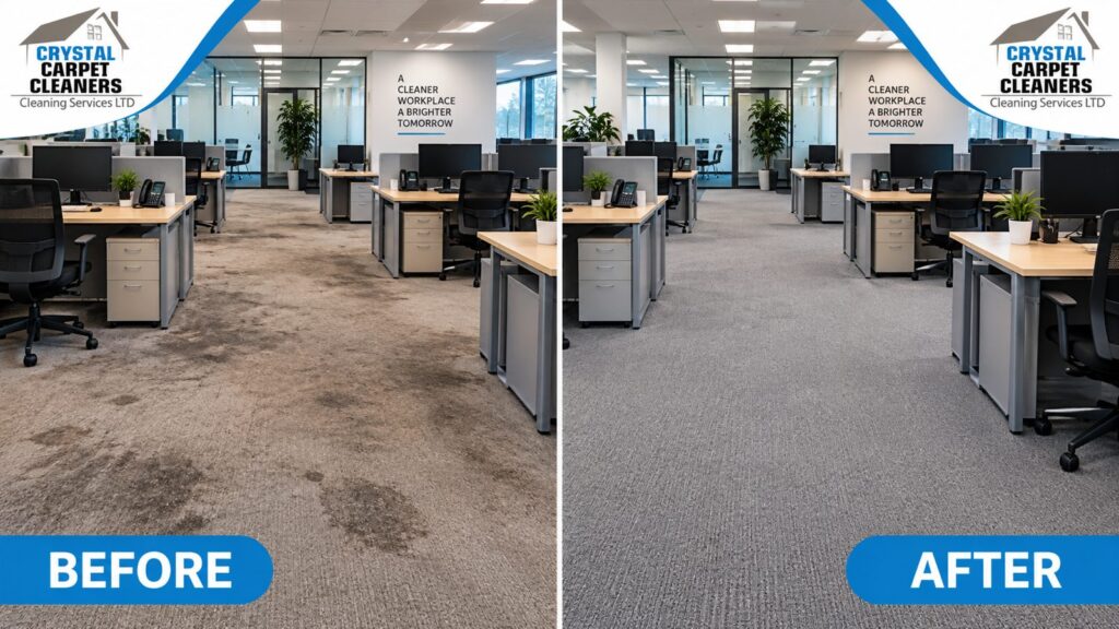 Commercial carpet cleaning before and after in London by Crystal Carpet Cleaners