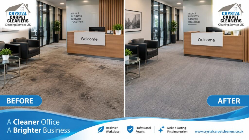 Commercial carpet cleaning before and after in London by Crystal Carpet Cleaners