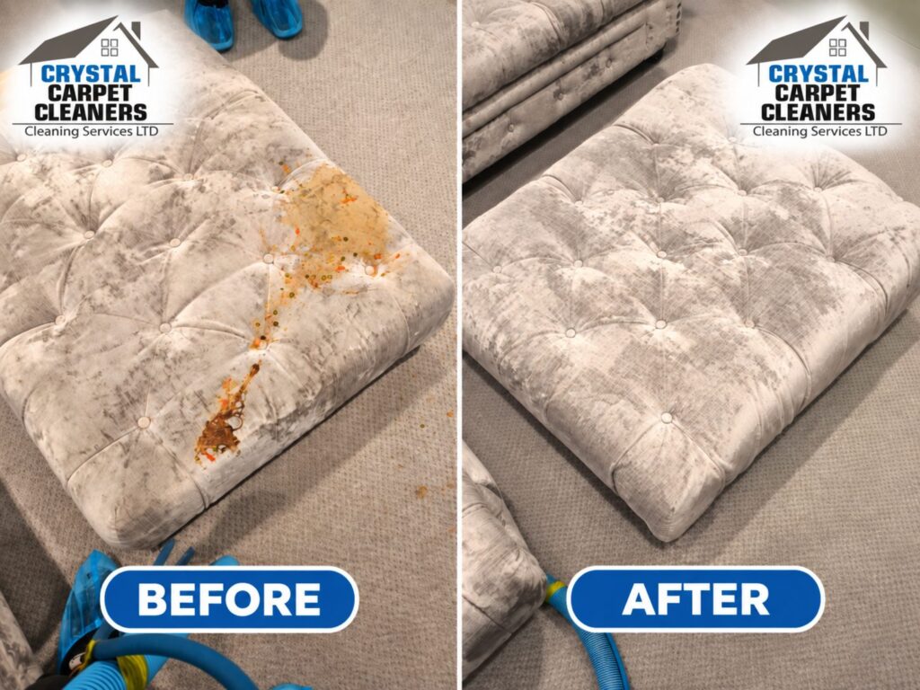 Mattress cleaning before and after in London by Crystal Carpet Cleaners