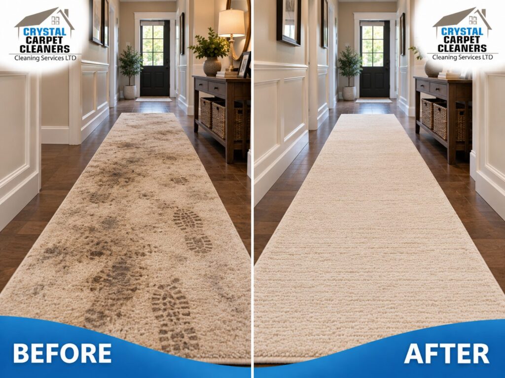 Rug cleaning before and after in London by Crystal Carpet Cleaners